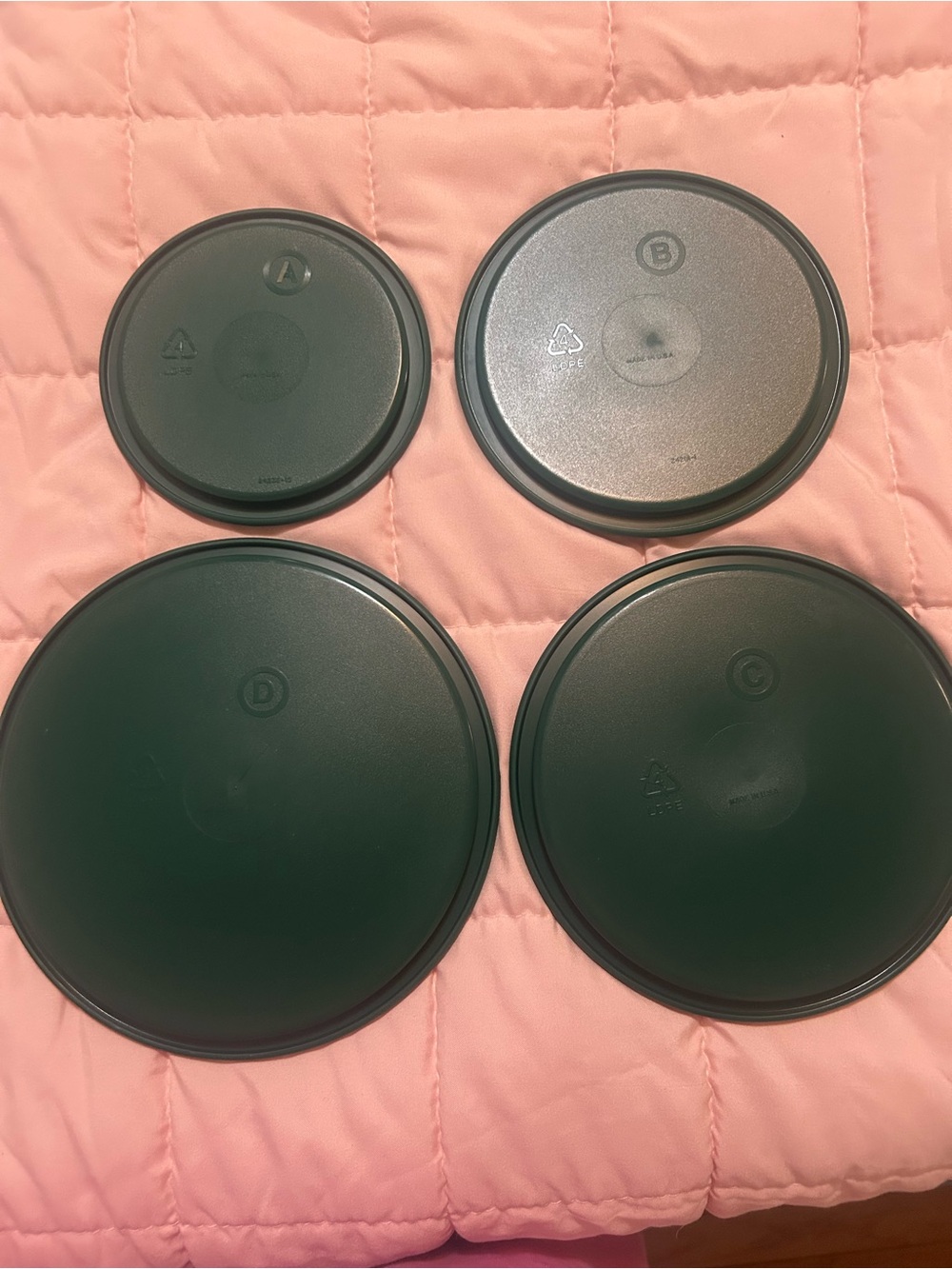 Tupperware Green Round Container Lids Set of Four - Picture 3 of 8